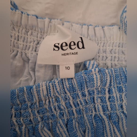 NWOT SEED HERITAGE  Striped Blue Midi Dress - Picture 6 of 8